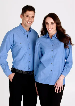 Biz Collection Mens Chambray L/S Shirt (SH112)