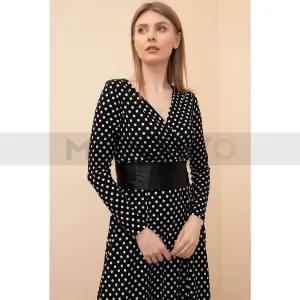 Black Polka Dot Belted Dress