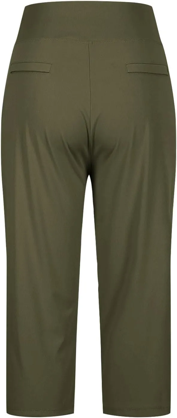 Capri Pants for Women High Waist Elastic Workout Yoga Pant Tummy Control Leggings Lightweight Pockets Cropped Trousers