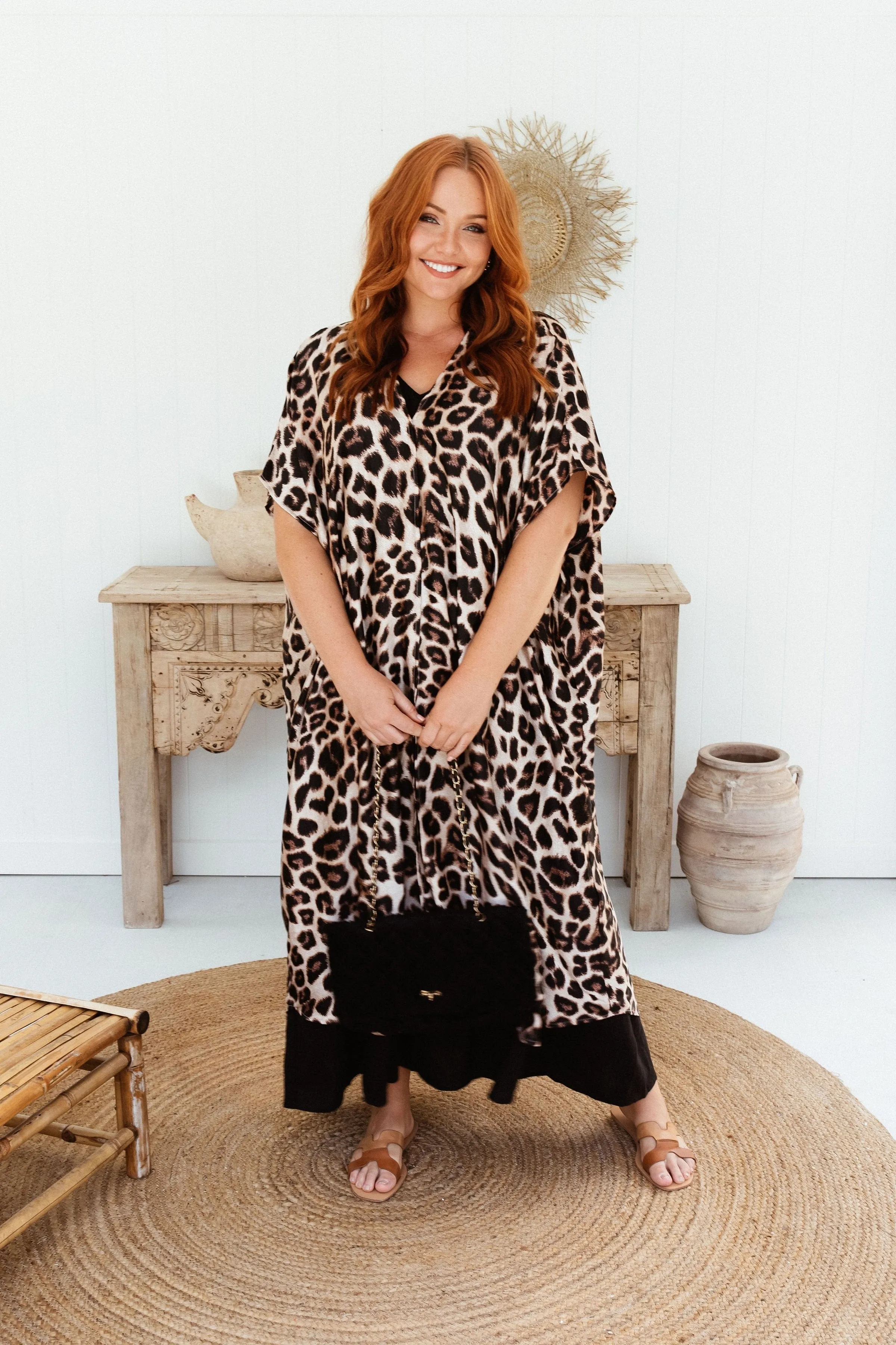 Chiara Silky Maxi Kimono in Leopard Print