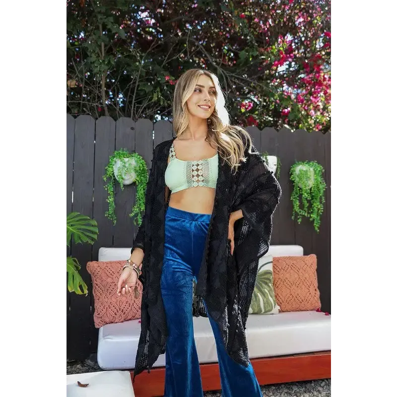 Embroidered Zig Zag Soft Kimono