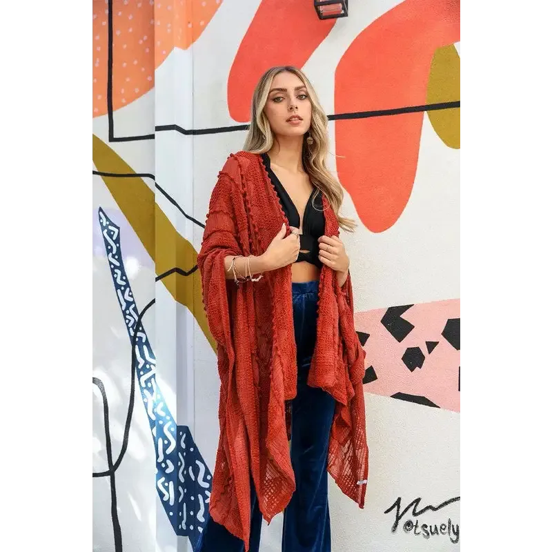 Embroidered Zig Zag Soft Kimono