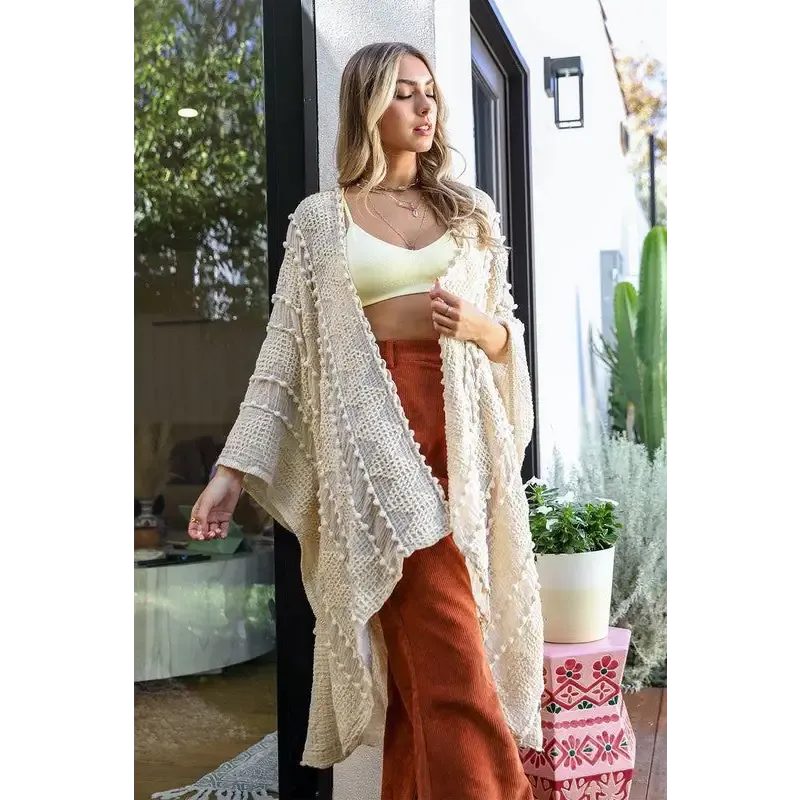 Embroidered Zig Zag Soft Kimono
