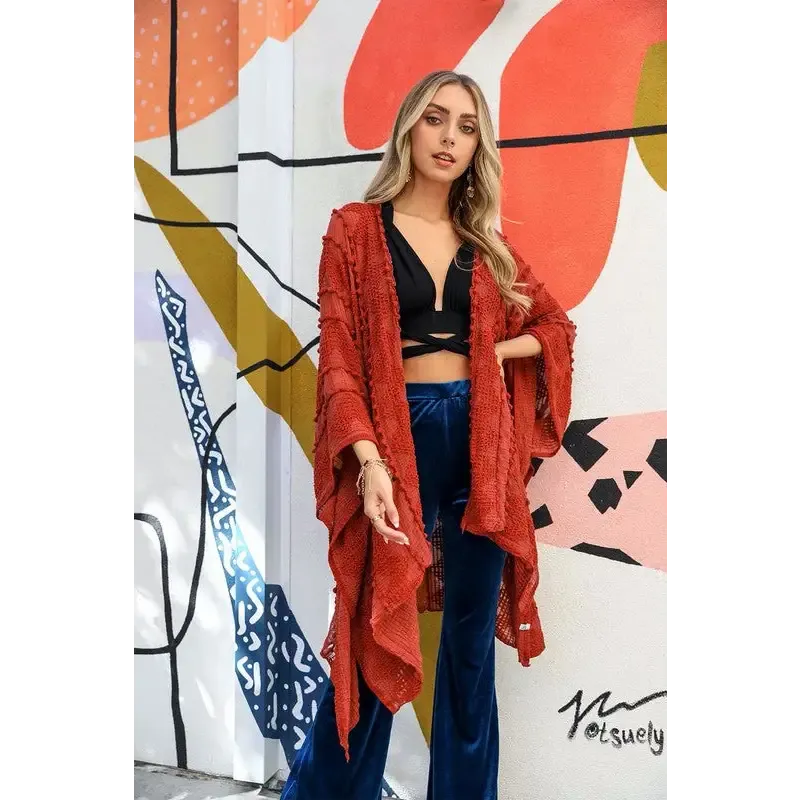 Embroidered Zig Zag Soft Kimono