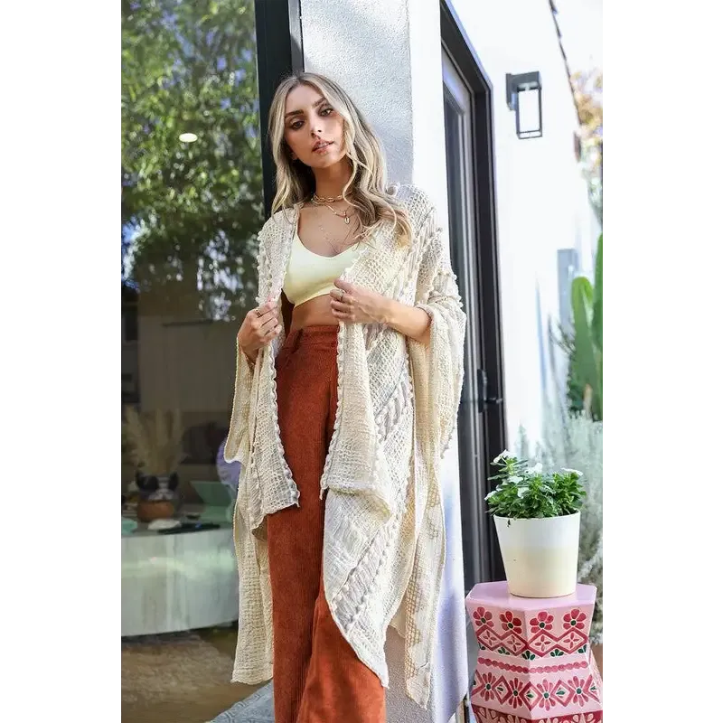 Embroidered Zig Zag Soft Kimono