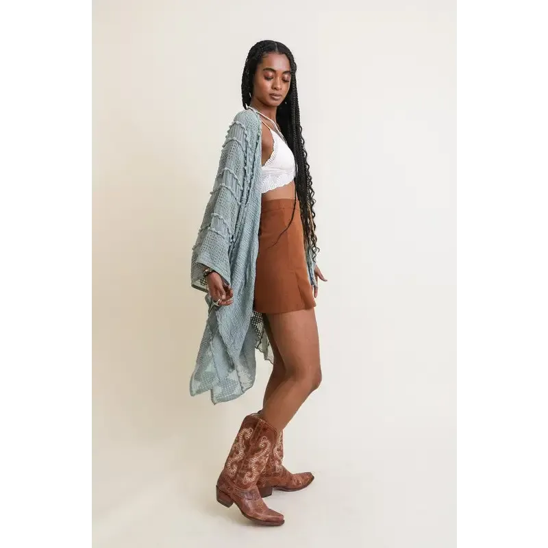 Embroidered Zig Zag Soft Kimono