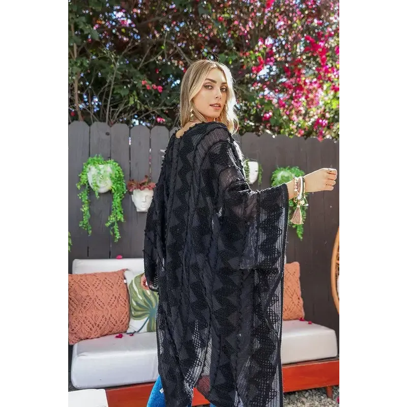 Embroidered Zig Zag Soft Kimono