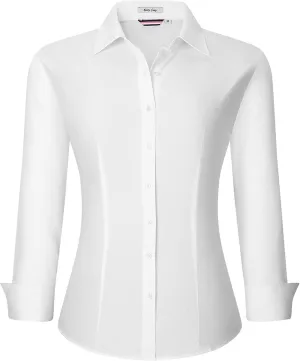 Esabel.C Womens Button Down Shirts Long Sleeve Regular Fit Stretch Work Blouse