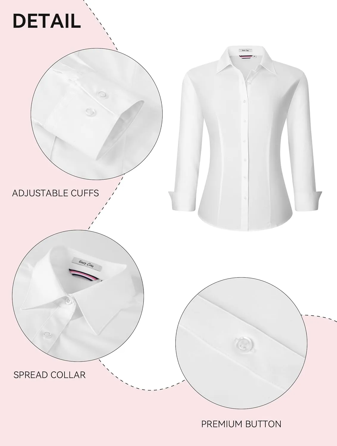 Esabel.C Womens Button Down Shirts Long Sleeve Regular Fit Stretch Work Blouse