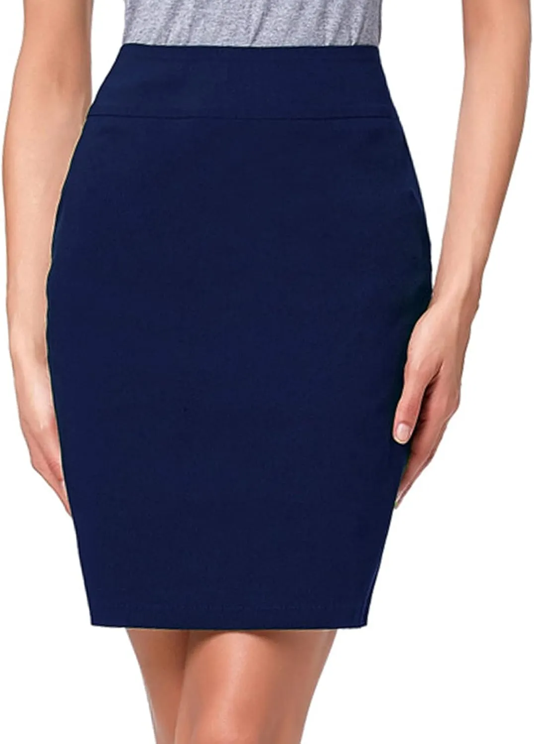 Kate Kasin Women's Stretch Knee Length Pencil Skirts High Waisted Slim Fit Business Casual Skirt