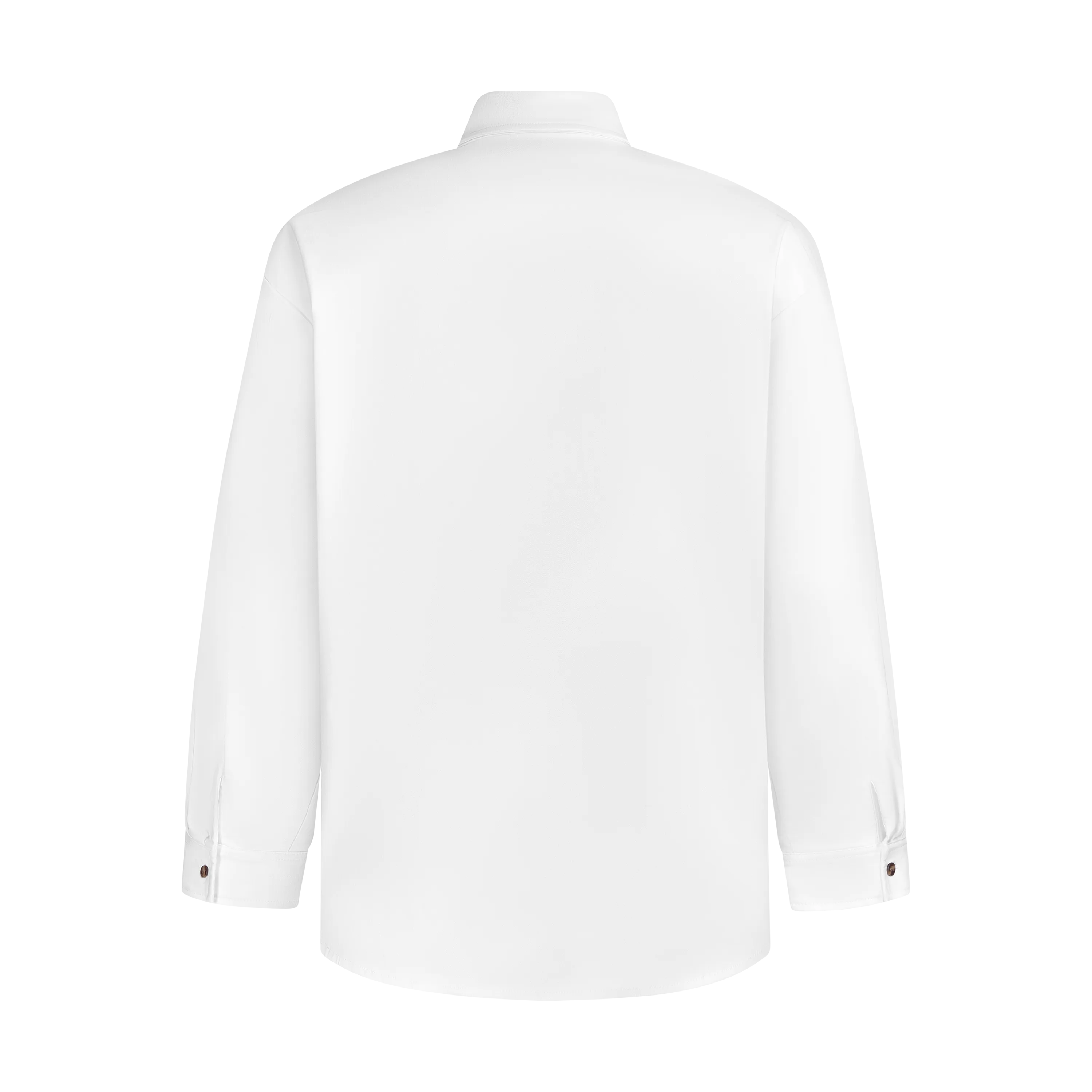 LONG SLEEVE STAPLE BUTTON UP-WHITE