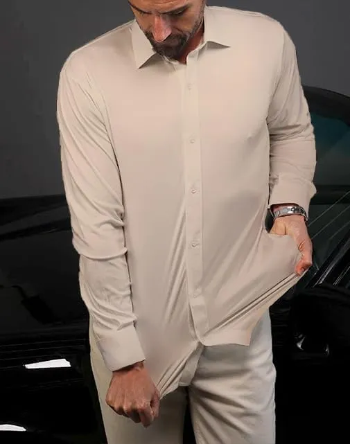 Mens Dress Shirts Stretch Slim Fit Long Sleeve Dress Shirts for Men Casual Business Regualr Fit Button Down Shirt
