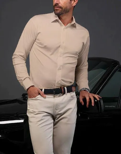 Mens Dress Shirts Stretch Slim Fit Long Sleeve Dress Shirts for Men Casual Business Regualr Fit Button Down Shirt