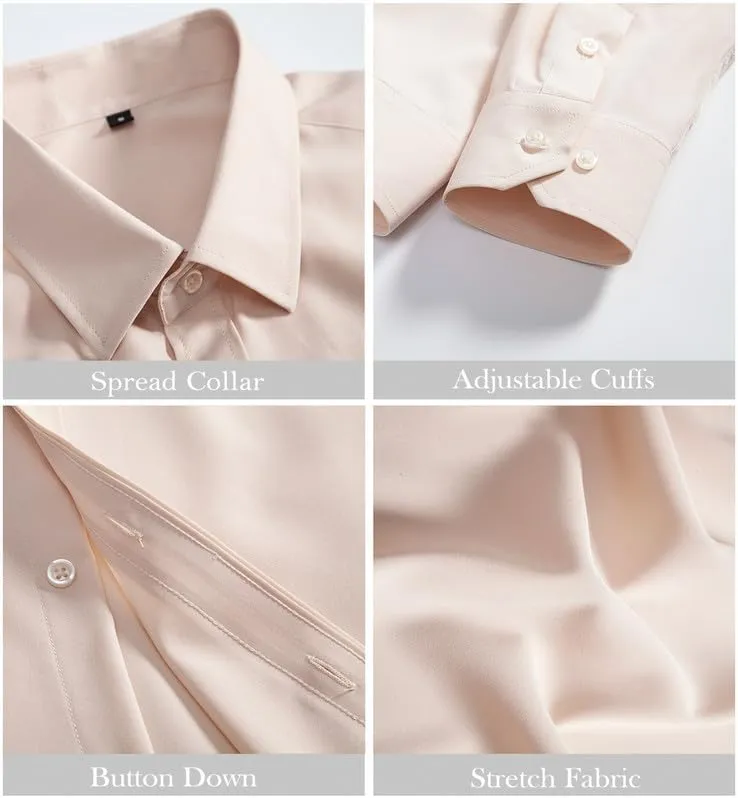 Mens Dress Shirts Stretch Slim Fit Long Sleeve Dress Shirts for Men Casual Business Regualr Fit Button Down Shirt
