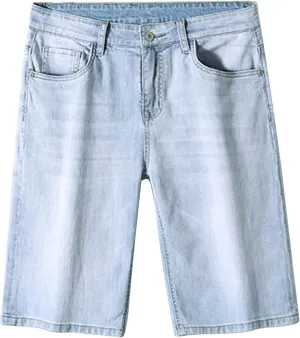 Men's Knee Length Straight Jean Short Stretchy Casual Cotton Denim Shorts Classic Short Pants with Pockets