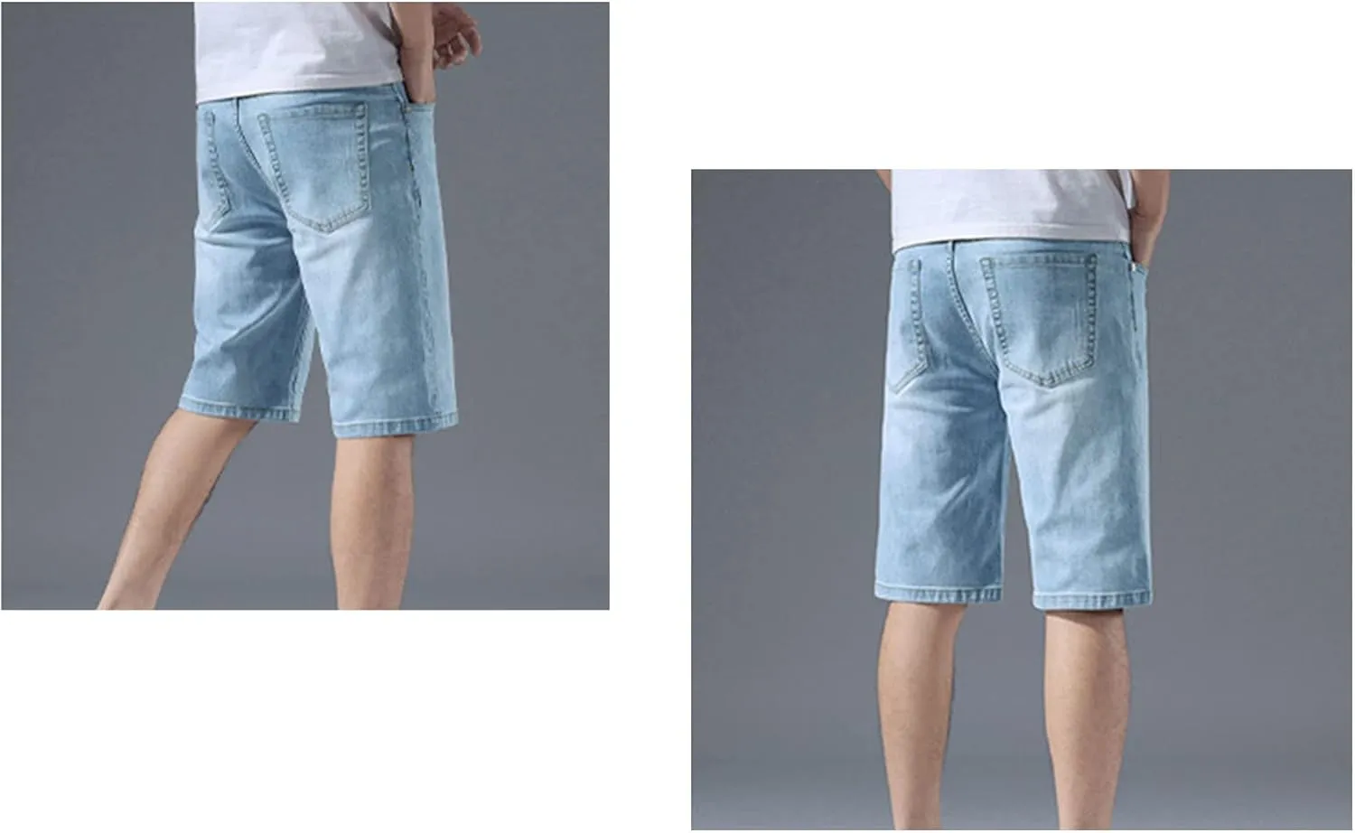 Men's Knee Length Straight Jean Short Stretchy Casual Cotton Denim Shorts Classic Short Pants with Pockets