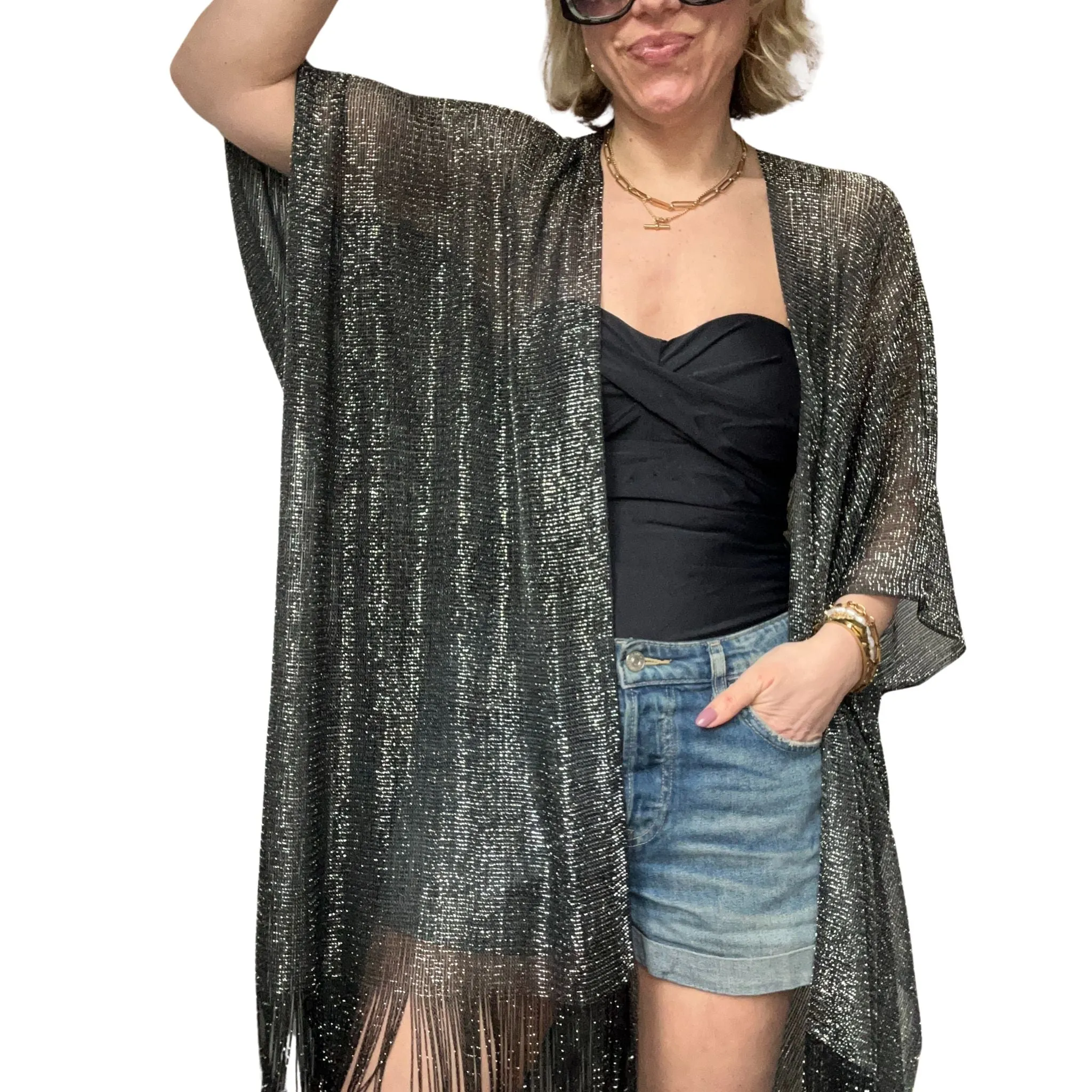 Metallic Kimonos and Ponchos