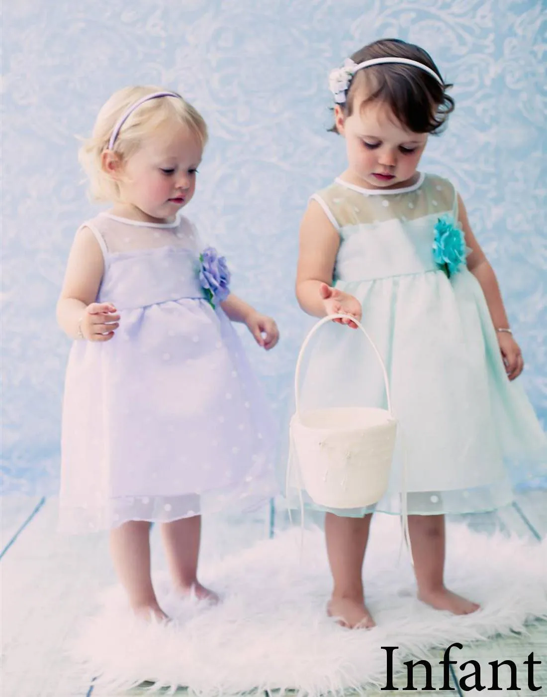 Polka Dot Organza Overlay Dress with an Organza Sash - Lavender