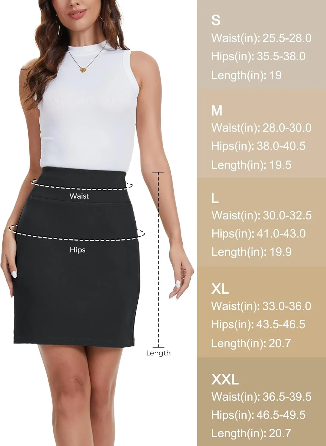 SEVEGO Women's Office Work Pencil Skirt Stretch High Waist Above Knee Length Slim Fit Mini Bodycon for Business Casual