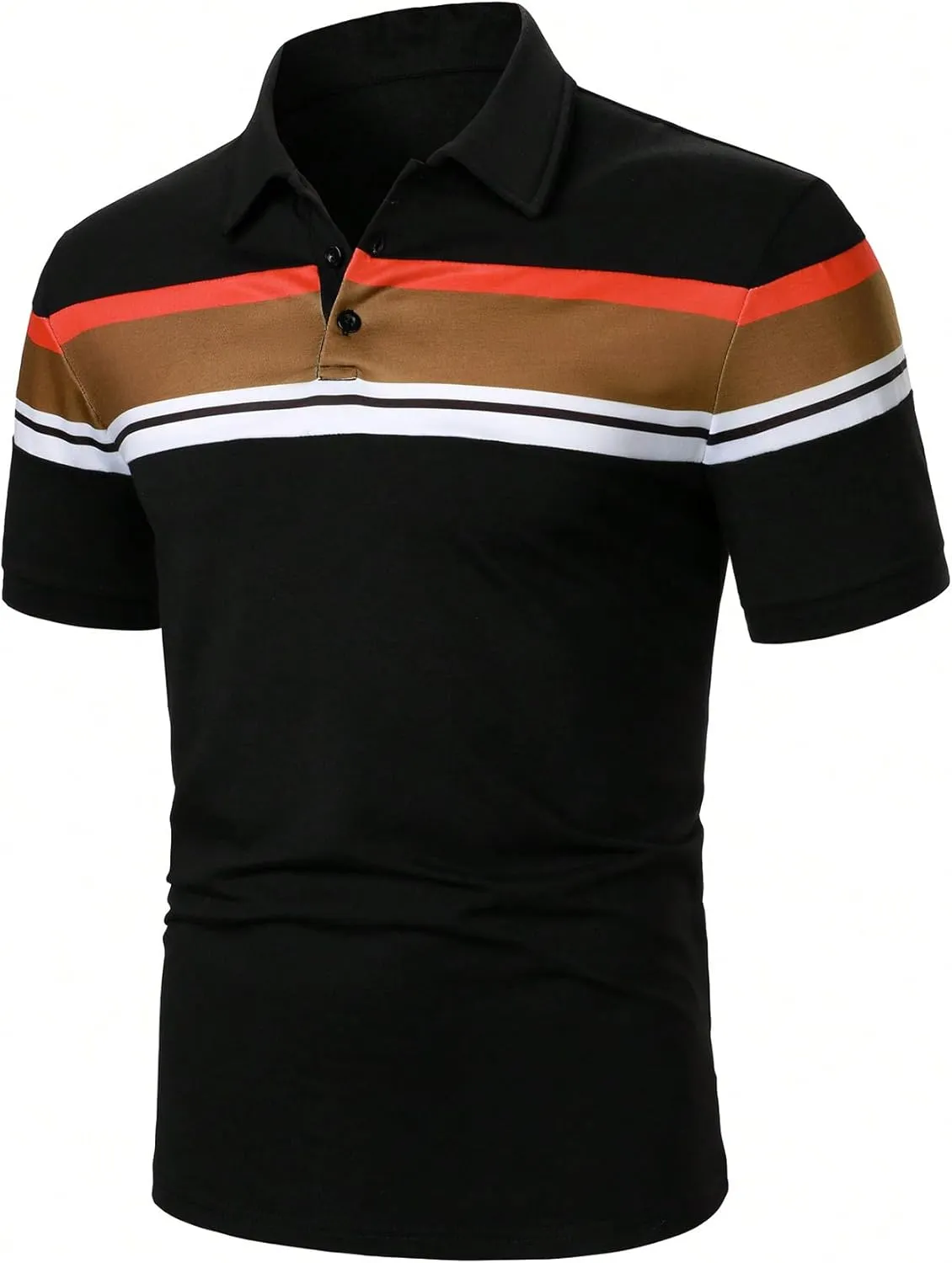 SOLY HUX Men's Short Sleeve Work Shirts Color Block Golf Tees Summer Casual Business T Shirt Tops