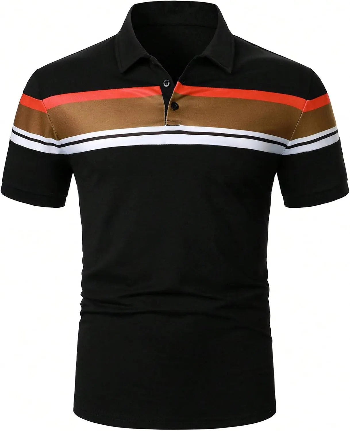 SOLY HUX Men's Short Sleeve Work Shirts Color Block Golf Tees Summer Casual Business T Shirt Tops