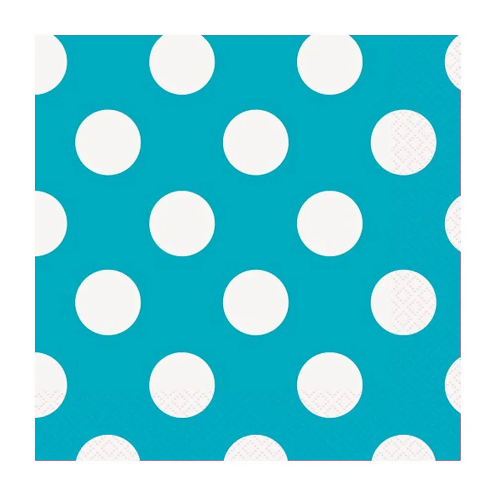 Teal Polka Dotty Lunch Napkins 33cm 16pk