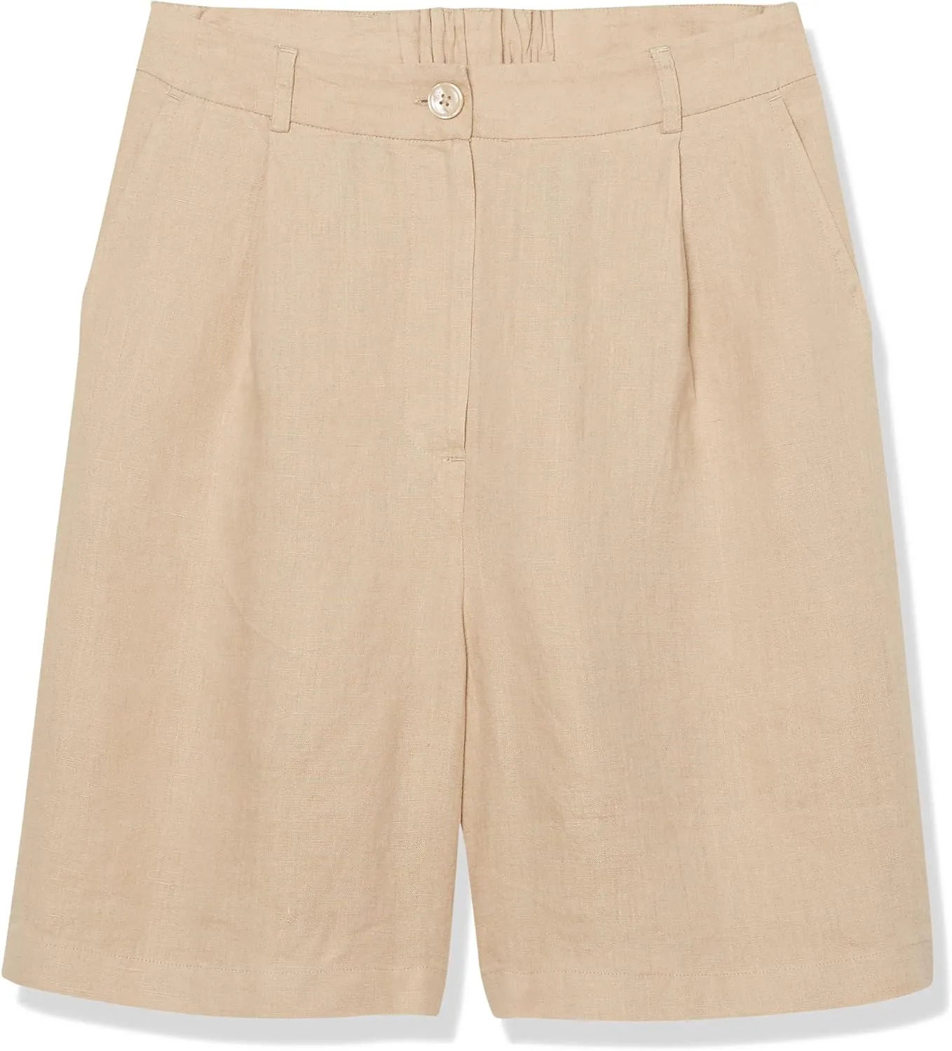 The Drop Women's Standard Millie Loose-fit Pleated Long Linen Walk Short