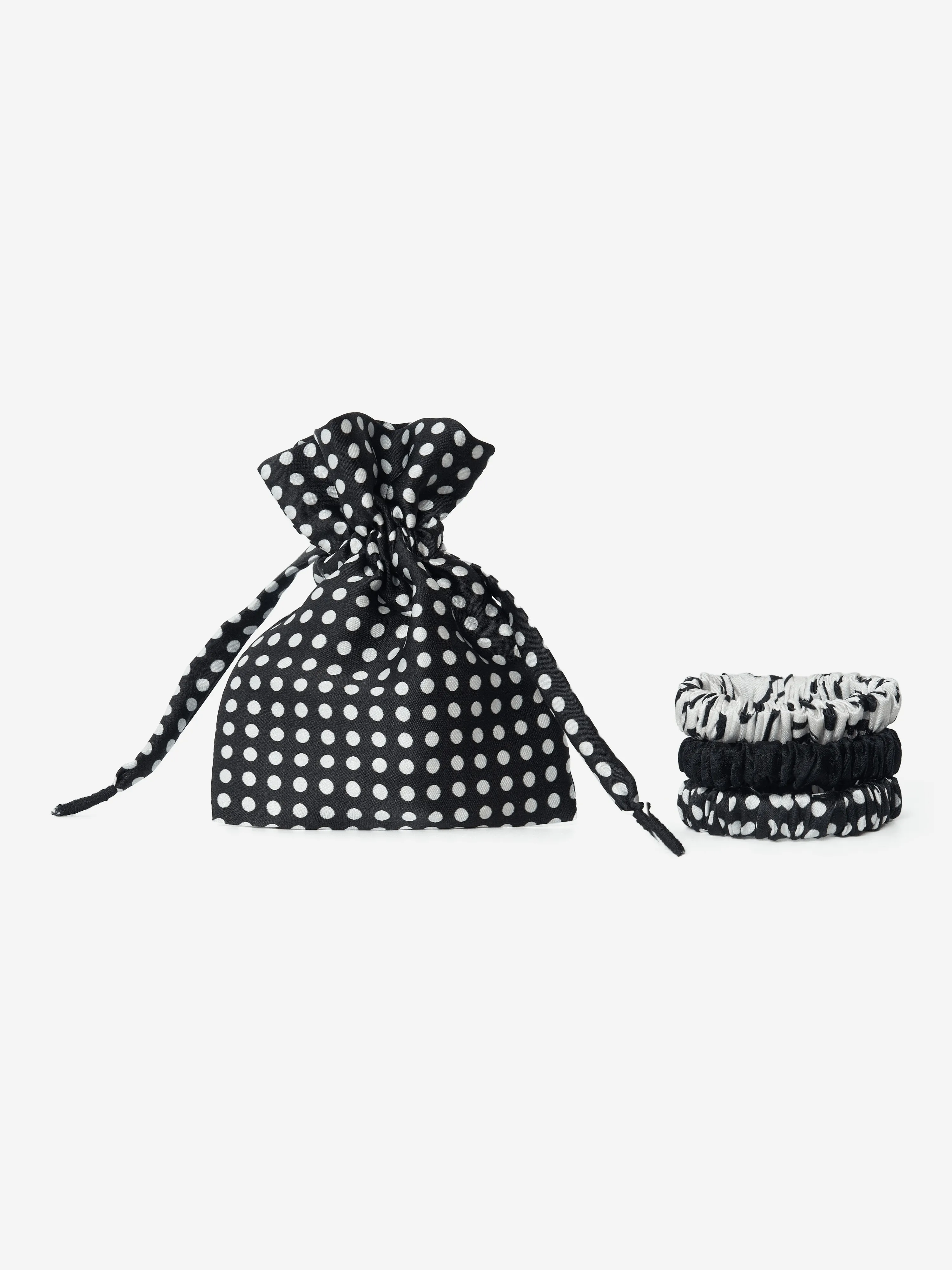 Trio of Scrunchies in Mini Polka Black