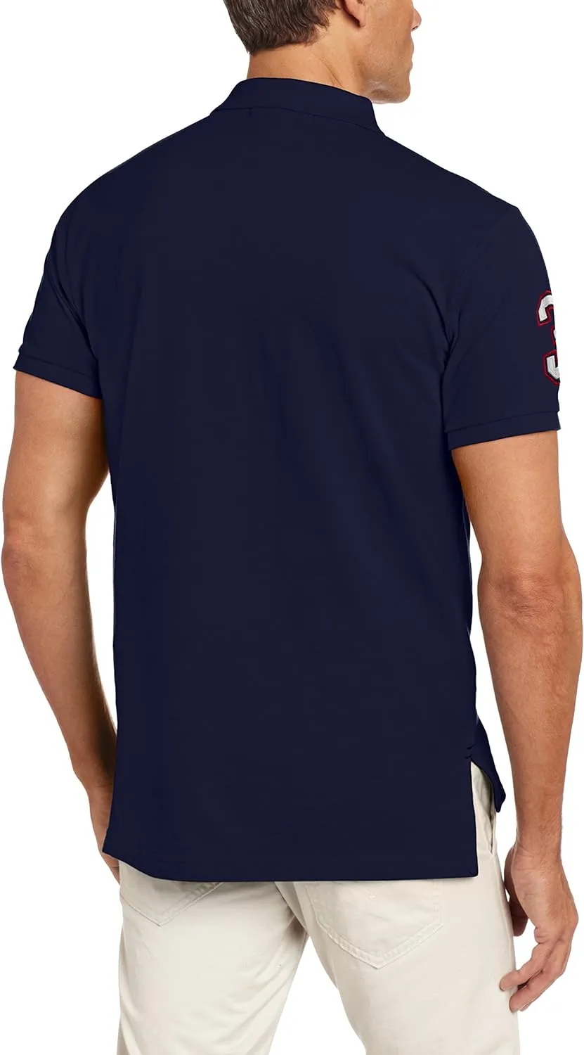 U.S. Polo Assn. Men's Short-Sleeve Polo Shirt with Applique, Casual Summer Slim Fit Polo Shirt with Contrast Color