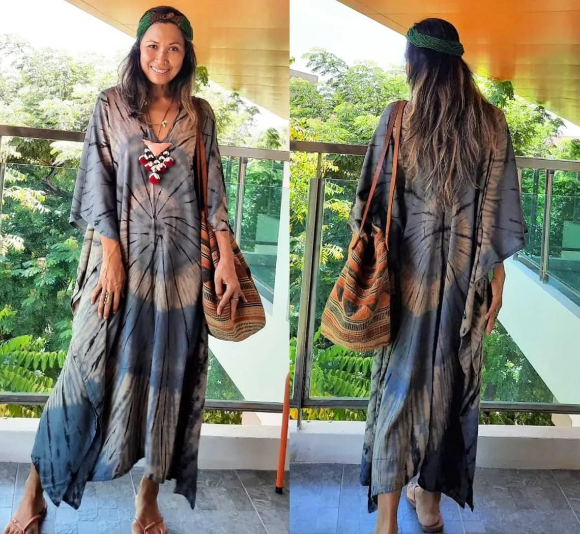 Venasha Womens Caftan Plus Size Kaftans Casual V Neck Caftans Long Soft Beach Maxi Dress for Summer
