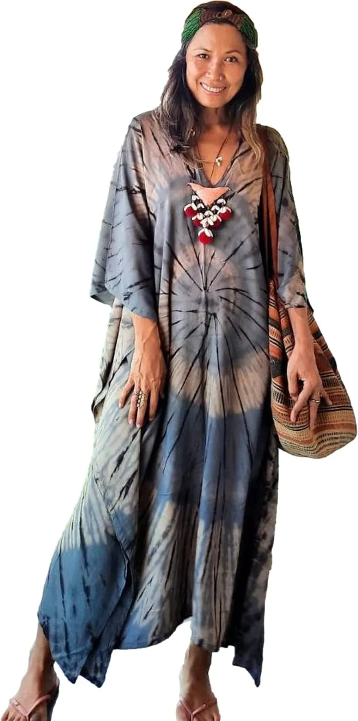 Venasha Womens Caftan Plus Size Kaftans Casual V Neck Caftans Long Soft Beach Maxi Dress for Summer