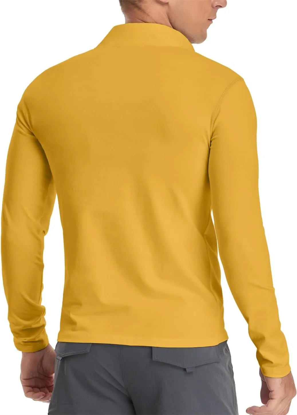 YTD Men's Long/Short Sleeve Polo Shirts Quarter-Zip Casual Slim Fit Mock Neck Basic Designed Cotton Shirts