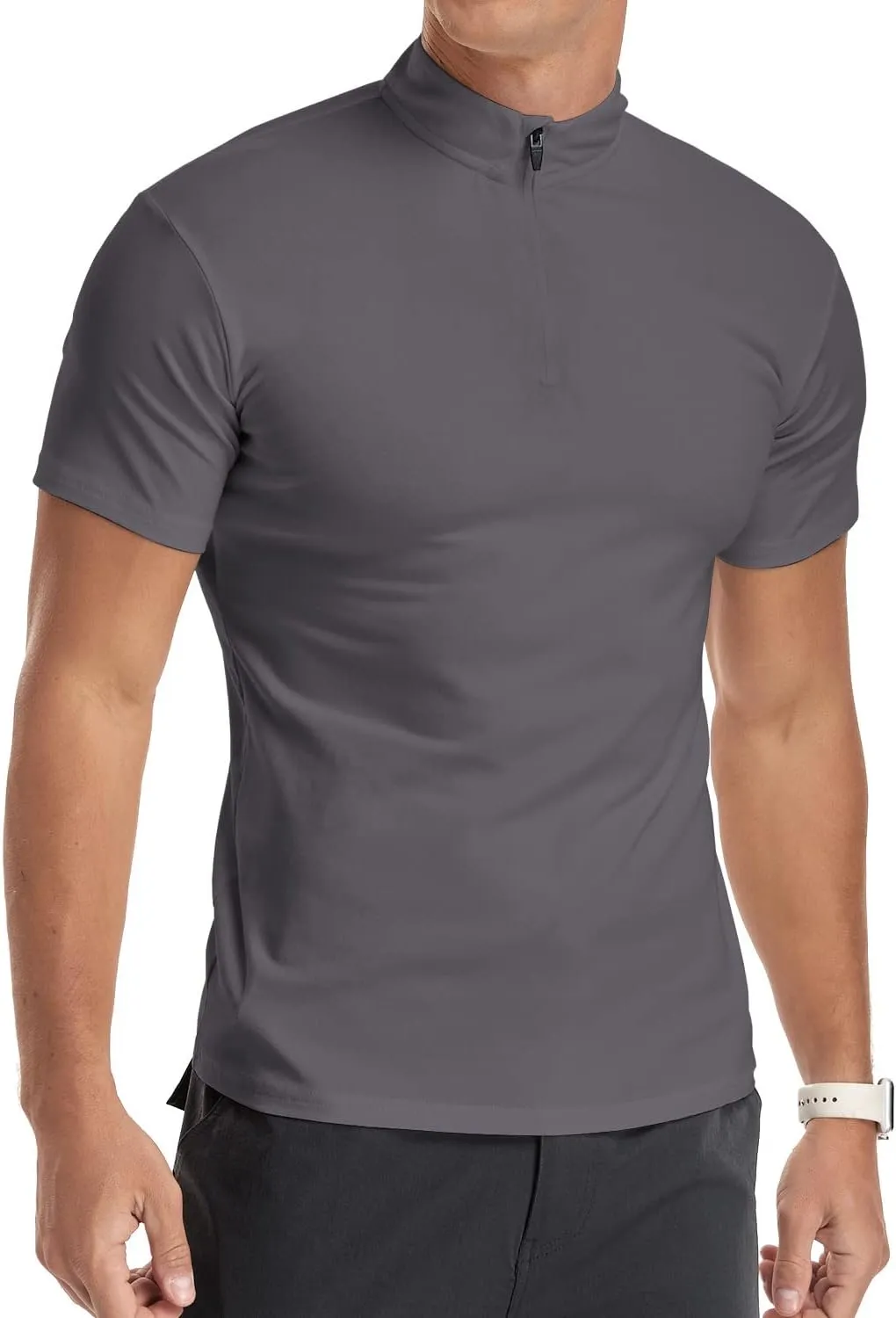 YTD Men's Long/Short Sleeve Polo Shirts Quarter-Zip Casual Slim Fit Mock Neck Basic Designed Cotton Shirts