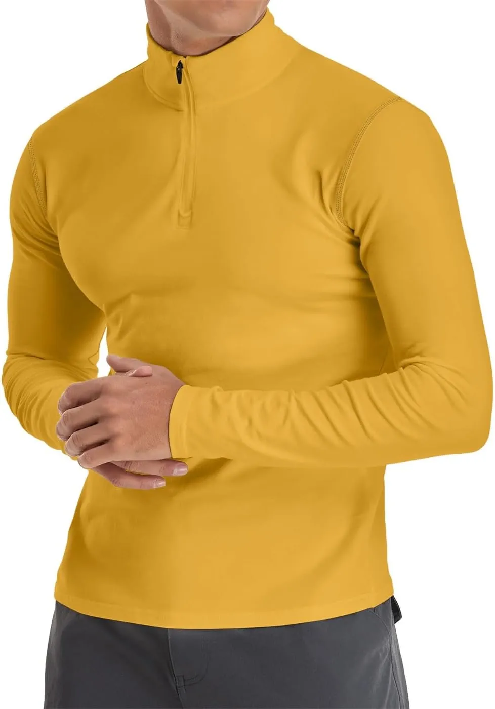 YTD Men's Long/Short Sleeve Polo Shirts Quarter-Zip Casual Slim Fit Mock Neck Basic Designed Cotton Shirts