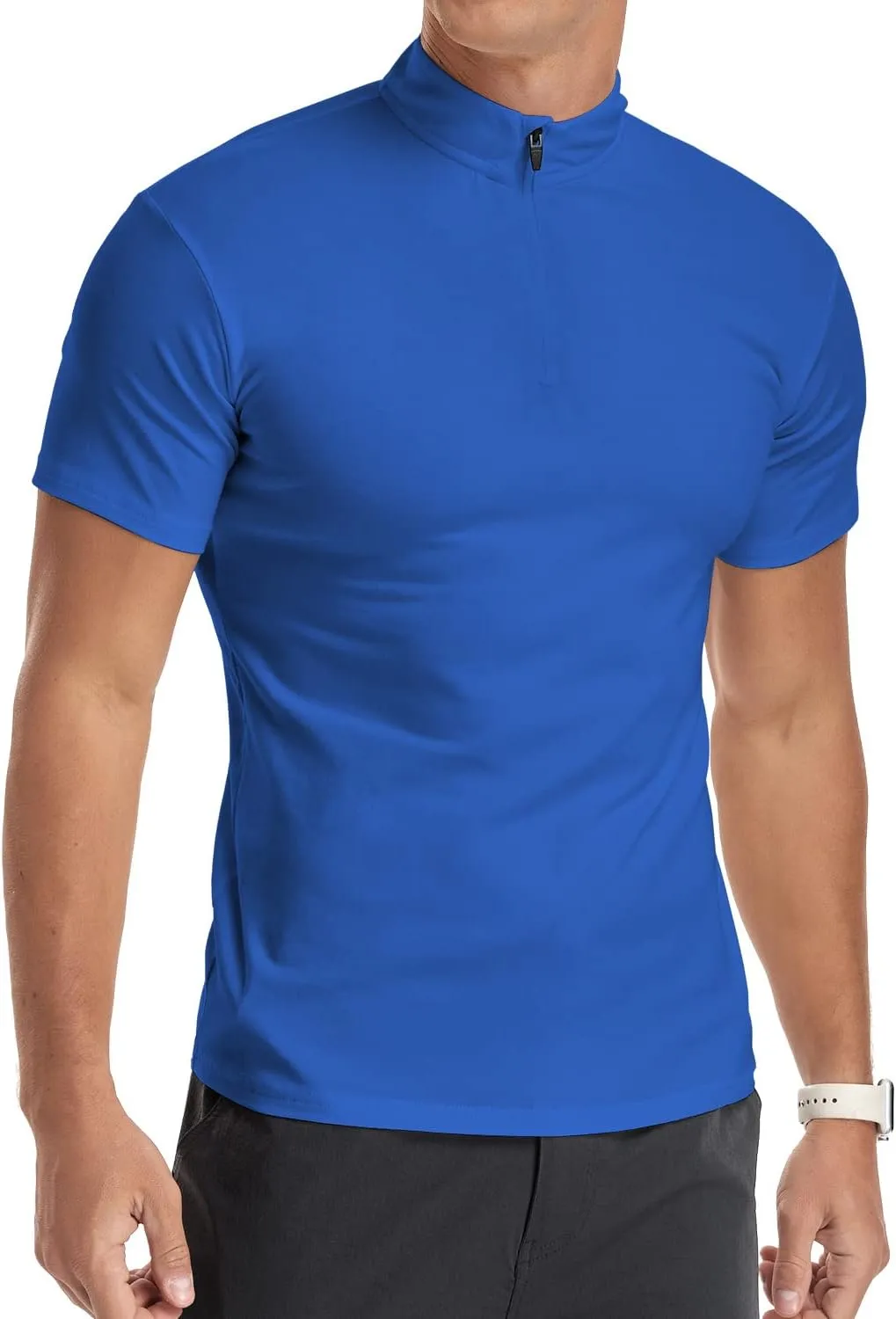 YTD Men's Long/Short Sleeve Polo Shirts Quarter-Zip Casual Slim Fit Mock Neck Basic Designed Cotton Shirts