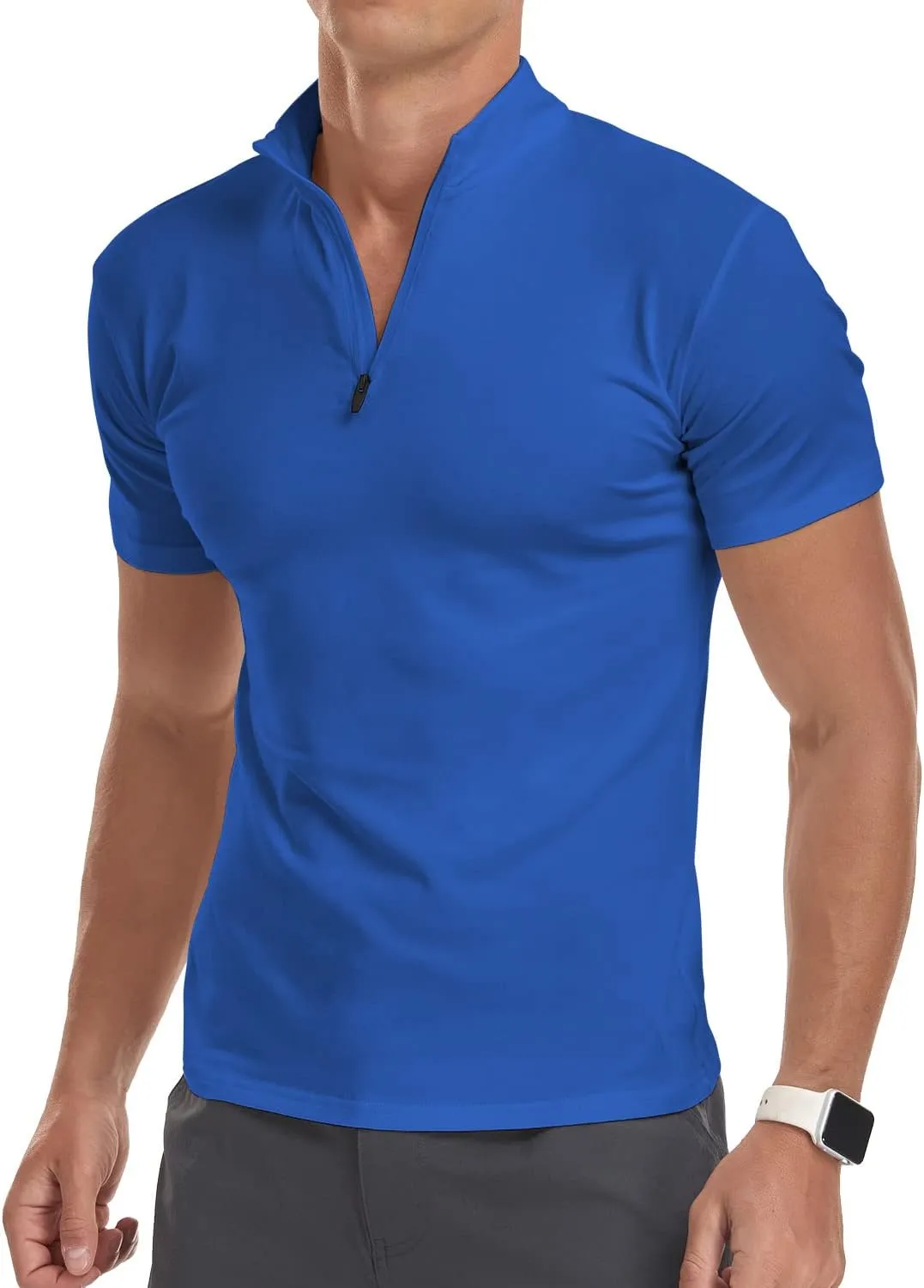 YTD Men's Long/Short Sleeve Polo Shirts Quarter-Zip Casual Slim Fit Mock Neck Basic Designed Cotton Shirts