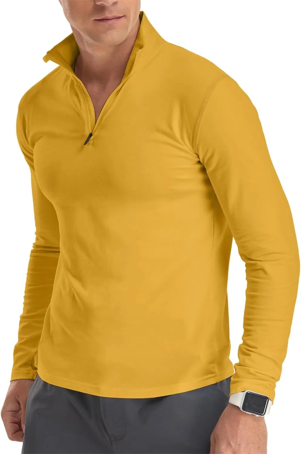 YTD Men's Long/Short Sleeve Polo Shirts Quarter-Zip Casual Slim Fit Mock Neck Basic Designed Cotton Shirts